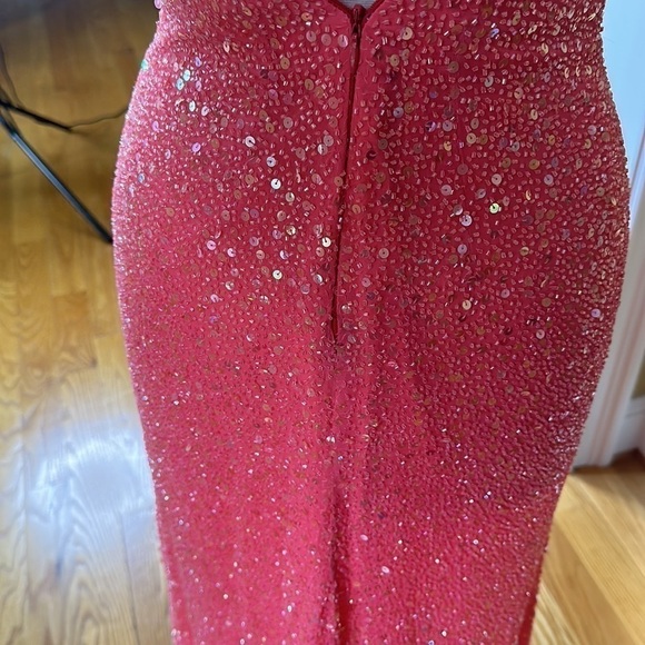 Jovani Pink Beaded Silk Gown with Train 10 - Picture 8 of 17
